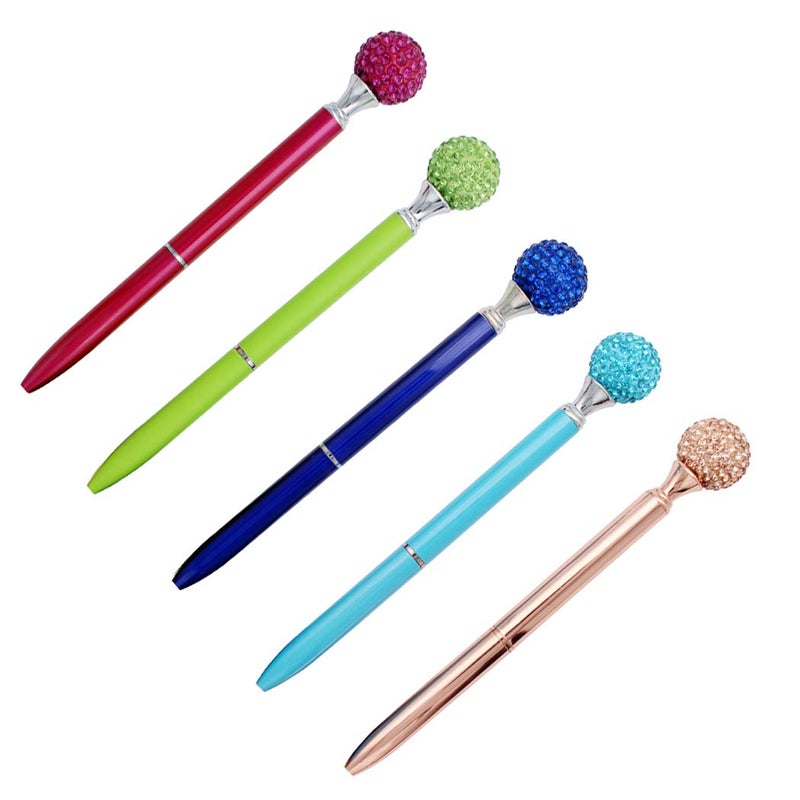 Gullor 5PCS Diamond Ball Retractable Ballpoint Pen, Bling Metal Ballpoint Pens, Multicolor B - Image 3
